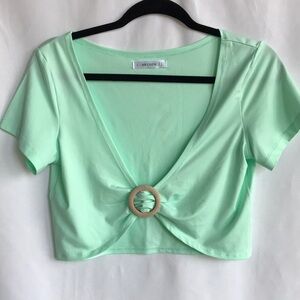 Dressfo mint green crop top with wood detailing